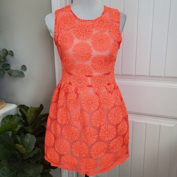 Altar'd State Orange Lace Dress with Lining sz XS - Picture 1 of 11